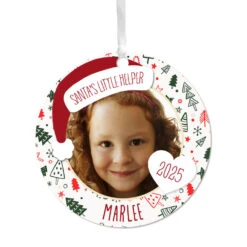 Hallmark Holiday Round Metal Personalized Ornament, Custom Photo And Text