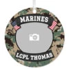 Hallmark Marines Metal Personalized Ornament, Custom Photo And Text -Hallmark Gift Shop Round Marines Personalized Photo Text Ornament 1OFM1006B19 01