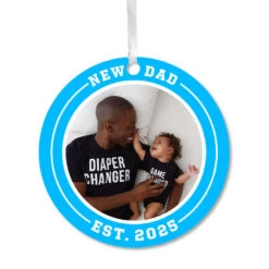 Hallmark New Dad Round Metal Personalized Ornament, Custom Photo And Text