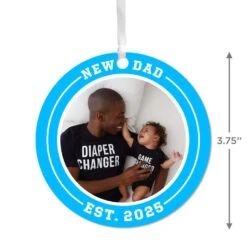 Hallmark New Dad Round Metal Personalized Ornament, Custom Photo And Text -Hallmark Gift Shop Round New Dad Personalized Ornament 1OFM1006B16 04