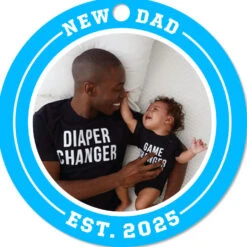 Hallmark New Dad Round Metal Personalized Ornament, Custom Photo And Text -Hallmark Gift Shop Round New Dad Personalized Ornament 1OFM1006B16 06