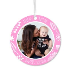 Hallmark New Mom Round Metal Personalized Ornament, Custom Photo And Text