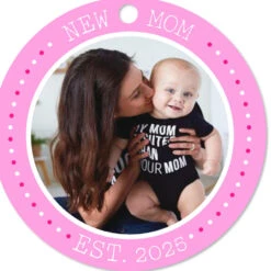 Hallmark New Mom Round Metal Personalized Ornament, Custom Photo And Text -Hallmark Gift Shop Round New Mom Personalized Ornament 1OFM1006B11 06