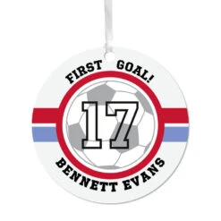 Hallmark Soccer Round Metal Personalized Ornament, Custom Text