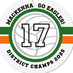 Hallmark Volleyball Round Metal Personalized Ornament, Custom Text -Hallmark Gift Shop Round Volleyball Personalized Ornament 1OFM1006B14 06