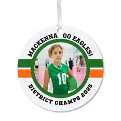 Hallmark Volleyball Round Metal Personalized Ornament, Custom Photo And Text
