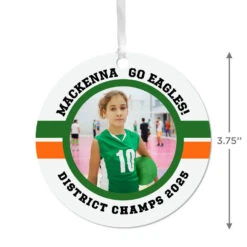 Hallmark Volleyball Round Metal Personalized Ornament, Custom Photo And Text -Hallmark Gift Shop Round Volleyball Personalized Ornament 1OFM1006B9 04