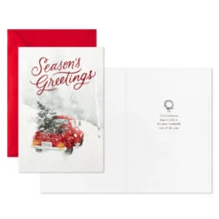 Hallmark Vintage Red Truck And Tree Boxed Christmas Cards, Pack Of 16 -Hallmark Gift Shop Rustic Red Truck in Snow Boxed Christmas Cards 1XPX2733 03