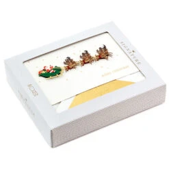 Hallmark Santa Flying With Reindeer Boxed Christmas Cards, Pack Of 8