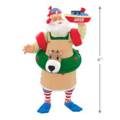 Hallmark Toymaker Santa 2025 Ornament -Hallmark Gift Shop Santa With Pool Floatie and Boat Keepsake Ornament 5QXR8355 04