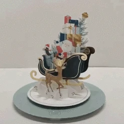 Hallmark Santa Feel The Joy All Year Round Musical 3D Pop-Up Christmas Card With Motion -Hallmark Gift Shop Santa in Sleigh PopUp Christmas Card With Sound 1499XOD5025 02