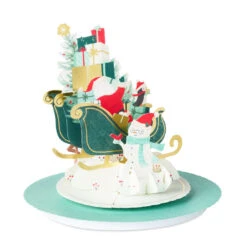 Hallmark Santa Feel The Joy All Year Round Musical 3D Pop-Up Christmas Card With Motion -Hallmark Gift Shop Santa in Sleigh PopUp Christmas Card With Sound 1499XOD5025 05