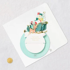 Hallmark Santa Feel The Joy All Year Round Musical 3D Pop-Up Christmas Card With Motion -Hallmark Gift Shop Santa in Sleigh PopUp Christmas Card With Sound 1499XOD5025 08