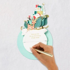 Hallmark Santa Feel The Joy All Year Round Musical 3D Pop-Up Christmas Card With Motion -Hallmark Gift Shop Santa in Sleigh PopUp Christmas Card With Sound 1499XOD5025 09