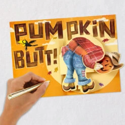 Hallmark Pumpkin Butt Scarecrow Funny Musical Pop-Up Halloween Card -Hallmark Gift Shop Scarecrow Funny Halloween PopUp Card With Music 799HJD2005 06