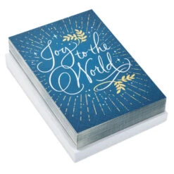 Hallmark Joy To The World On Blue Boxed Christmas Cards, Pack Of 40