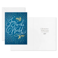 Hallmark Joy To The World On Blue Boxed Christmas Cards, Pack Of 40 -Hallmark Gift Shop Script and Stars on Blue Boxed Christmas Cards 5XPX2685 03