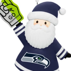 NFL Seattle Seahawks Santa Fan Hallmark Ornament -Hallmark Gift Shop Seattle Seahawks Santa Fan Christmas Ornament 1OSL2600 06