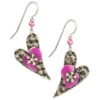 Silver And Pink Hearts Layered Metal Drop Earrings -Hallmark Gift Shop Silver and Pink Hearts Layered Metal Drop Earrings NE0617 01