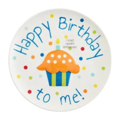 Mud Pie Musical Orange Cupcake Birthday Plate, 8"