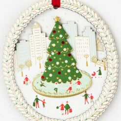 Hallmark Oh What Fun Christmas Card With Laser-Cut Ornament -Hallmark Gift Shop Skyline Christmas Tree Christmas Card With Ornament 999IXC7072 04