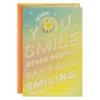 Hallmark You Make The World A Happier Place Birthday Card With Wearable Pin -Hallmark Gift Shop Smiling Daisy Pin on Yellow Ombr Birthday Card 999HBD4701 01