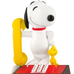 Hallmark Peanuts® 75th Anniversary Hello, Snoopy! Ornament With Sound -Hallmark Gift Shop Snoopy Telephone Keepsake Ornament 5QXI8722 06