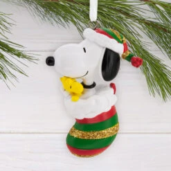 Peanuts® Snoopy And Woodstock In Stocking Hallmark Ornament -Hallmark Gift Shop Snoopy Woodstock in Stocking Christmas Ornament 3HCM4263 02