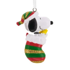 Peanuts® Snoopy And Woodstock In Stocking Hallmark Ornament -Hallmark Gift Shop Snoopy Woodstock in Stocking Christmas Ornament 3HCM4263 07