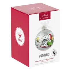 Hallmark Peanuts® 75th Anniversary Special Edition Glass Ornament -Hallmark Gift Shop Snoopy Woodstocks Sleigh Ball Keepsake Ornament 5QXI7524 08