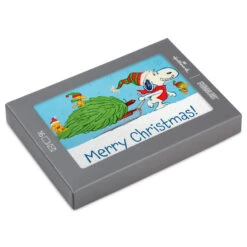 Hallmark Peanuts® Snoopy Hauling The Tree Boxed Christmas Cards, Pack Of 16