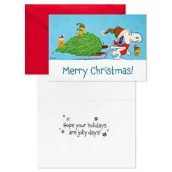 Hallmark Peanuts® Snoopy Hauling The Tree Boxed Christmas Cards, Pack Of 16 -Hallmark Gift Shop Snoopy and Woodstock Tree Christmas Cards Pack 1XPX2736 03