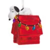 Peanuts® Snoopy On Holiday Doghouse Blown Glass Hallmark Ornament -Hallmark Gift Shop Snoopy on Doghouse With Lights Christmas Ornament 3HCM3701 01