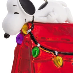 Peanuts® Snoopy On Holiday Doghouse Blown Glass Hallmark Ornament -Hallmark Gift Shop Snoopy on Doghouse With Lights Christmas Ornament 3HCM3701 06