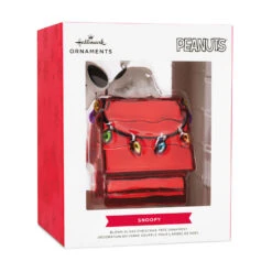 Peanuts® Snoopy On Holiday Doghouse Blown Glass Hallmark Ornament -Hallmark Gift Shop Snoopy on Doghouse With Lights Christmas Ornament 3HCM3701 08