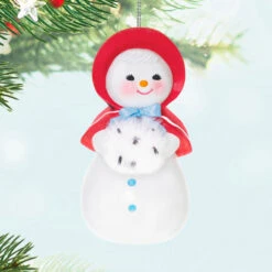 Hallmark Sweet Snow Girl Porcelain Ornament -Hallmark Gift Shop Snow Lady in Red Bonnet Keepsake Ornament 5QXE3575 02