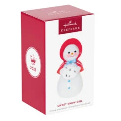 Hallmark Sweet Snow Girl Porcelain Ornament -Hallmark Gift Shop Snow Lady in Red Bonnet Keepsake Ornament 5QXE3575 08