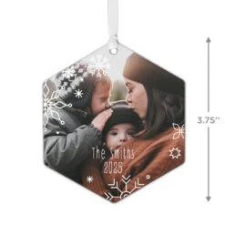 Hallmark Snowflakes Metal Personalized Ornament, Custom Photo And Text -Hallmark Gift Shop Snowflakes Personalized Hexagon Christmas Ornament 1OFM1002B5 04