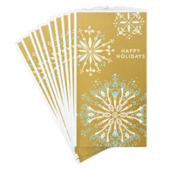 Hallmark Snowflakes On Gold Money Holder Christmas Cards, Pack Of 10