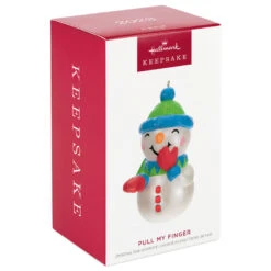 Hallmark Pull My Finger Snowman Ornament With Sound -Hallmark Gift Shop Snowman With BlueGreen HatScarf Keepsake Ornament 2199QGO2829 04