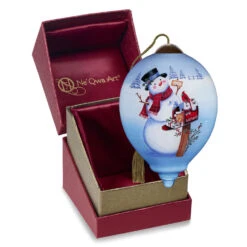 Ne'Qwa Art Christmas Wishes Snowman At Mailbox Glass Ornament -Hallmark Gift Shop Snowman With Cardinal at Mailbox Blown Glass Ornament 7251114 05