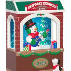 Hallmark Rockin' Window Shopping 2025 Musical Ornament With Light And Motion -Hallmark Gift Shop Snowman With Guitar Store Window Keepsake Ornament 5QGO3162 06
