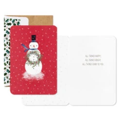 Hallmark Snowman With Wreath Boxed Christmas Cards, Pack Of 16 -Hallmark Gift Shop Snowman With Wreath Boxed Christmas Cards 1XPX1224 03