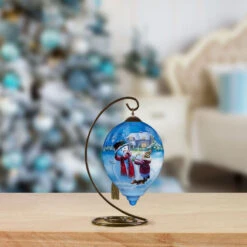 Ne'Qwa Art You Warm My Heart Snowman And Child Glass Christmas Ornament -Hallmark Gift Shop Snowman and Child With Hot Cocoa Blown Glass Ornament 7251115 04