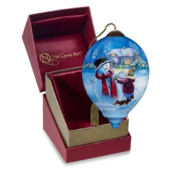 Ne'Qwa Art You Warm My Heart Snowman And Child Glass Christmas Ornament -Hallmark Gift Shop Snowman and Child With Hot Cocoa Blown Glass Ornament 7251115 05