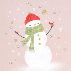 Hallmark Season Of Magic Christmas Card -Hallmark Gift Shop Snowman on Blush Pink Christmas Card 659IXC2045 04