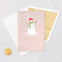 Hallmark Season Of Magic Christmas Card -Hallmark Gift Shop Snowman on Blush Pink Christmas Card 659IXC2045 06