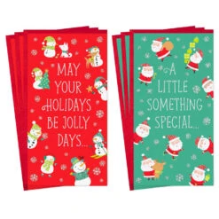 Hallmark Smiling Snowmen And Santas Money Holder Christmas Cards, Pack Of 6