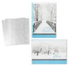 Hallmark Trees In Snow And Snowy Bridge Boxed Holiday Cards With Seals, Pack Of 40 -Hallmark Gift Shop Snowy Nature Scenes Bulk Boxed Christmas Cards 1BXX1021 01