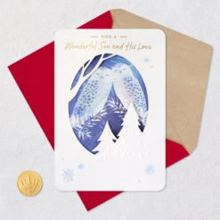 Hallmark Love The Two Of You Together Christmas Card For Son And His Love -Hallmark Gift Shop Snuggling Owls Christmas Card for Son and Partner 699XZH1895 07